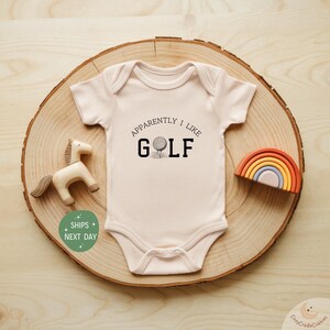 Apparently I Like Golf Baby Onesie®, Funny Golf Bodysuit, Golf Dad Baby Outfit, Natural Sports Baby Gift, Cute Baby Shower Present