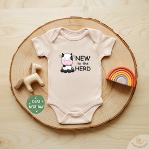New to the Herd Baby Bodysuit, Farm Animal Baby Onesie®, Country Baby Announcement Outfit, Funny Cow Baby Onesie®, Farm Baby Gift