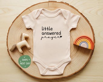 Little Answered Prayer Baby Onesie®, Religious Baby Bodysuit, Blessed Baby Onesie®, Announcement Baby Bodysuit, Baby Shower Gift