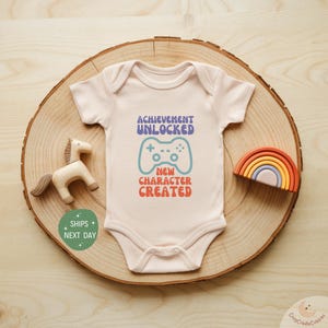Achievement Unlocked Baby Onesie®, New Character Created Onesie®, Retro Gaming Baby Reveal Bodysuit, Video Game Baby Onesie®, Gaming Lover