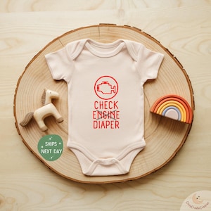 Check Engine Baby Onesie®, Funny Mechanic Baby Bodysuit, Cute Baby Clothes, Poopy Diaper Baby Onesie®, Funny Baby Shower Gift, Car Onesie®