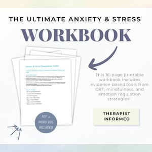 The Ultimate Anxiety & Stress Workbook-CBT Thought Record, Panic Coping Plan, 14-Day Challenge | Printable Mental Health Toolkit!