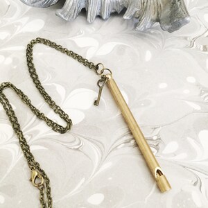 Heart Key Pendant Necklace with Brass Whistle 007 image 3