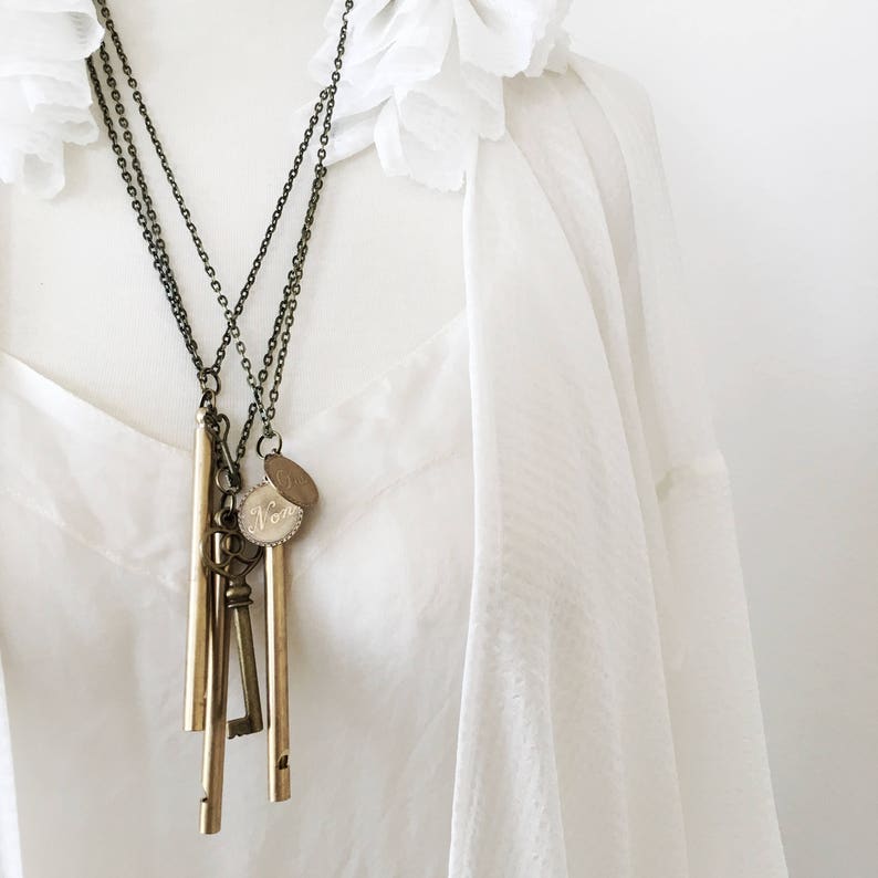 Heart Key Pendant Necklace with Brass Whistle 007 image 2