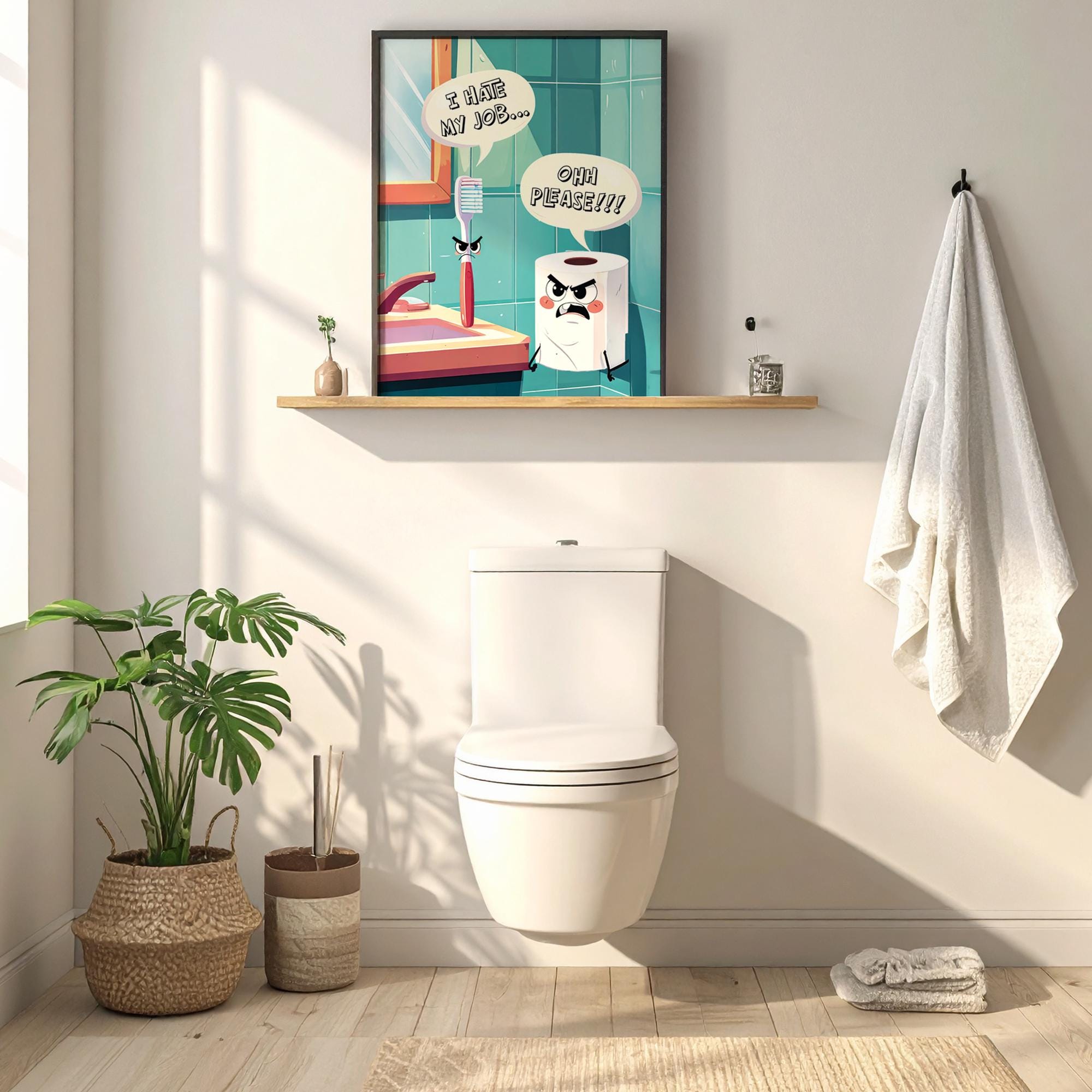 Funny Bathroom Wall Decor – Humorous Toilet Poster – Instant Download