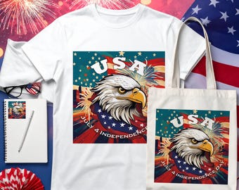 Bald Eagle 4th of July PNG, Patriotic Clipart, USA Shirt Design, Independence Day Sublimation, Instant Download
