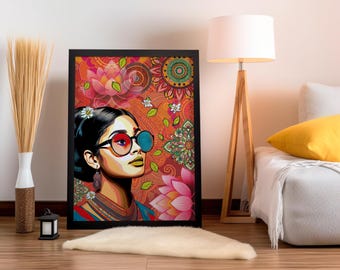 Indian Pop Art Girl Poster: Desi Woman Wall Art (Digital Download)