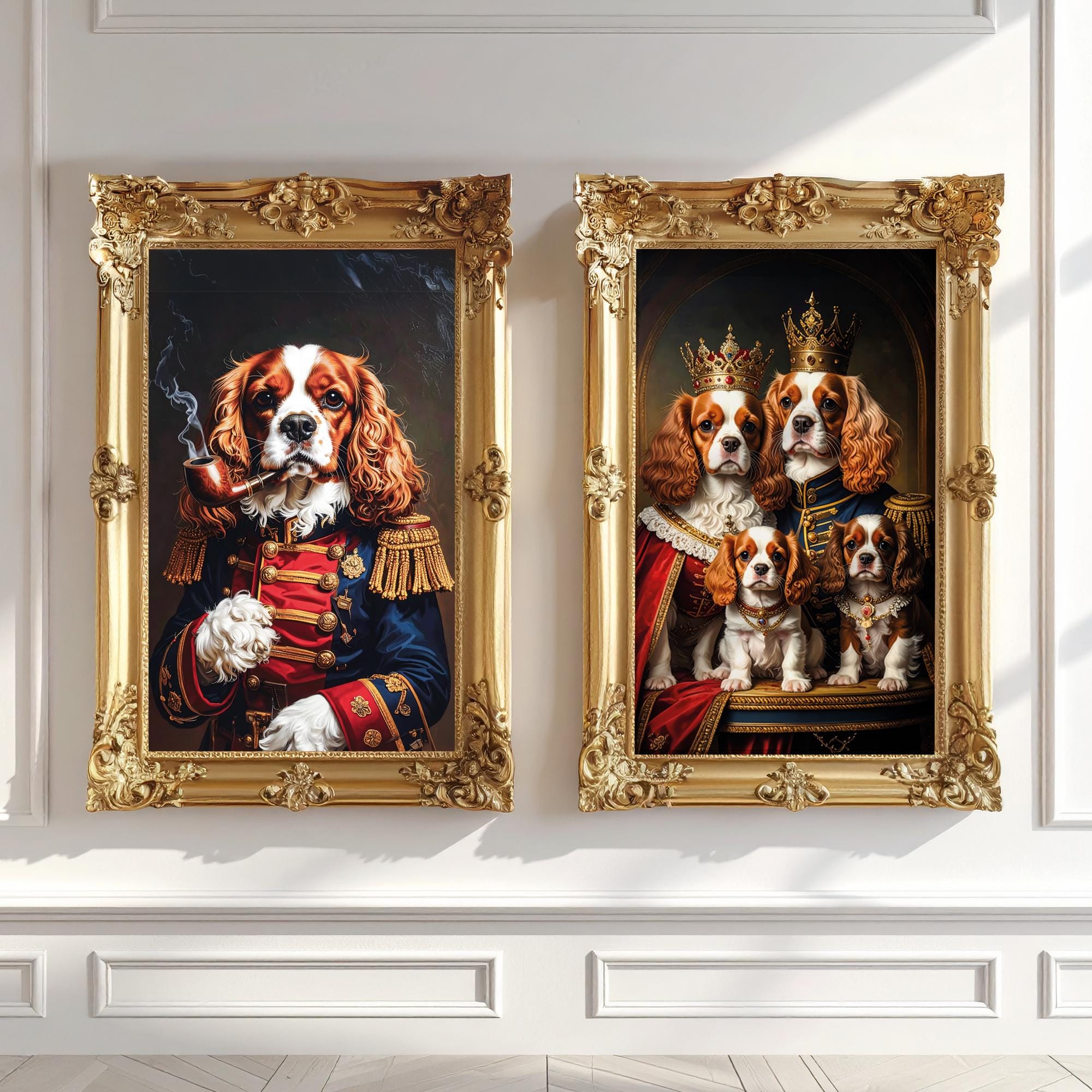 Spaniel Set Cavalier King Charles Spaniel Royal Portrait Set, Vet Clinic Decor ...