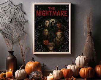 Horror Movie Character Poster: Halloween printable, Retro Halloween Wall Art (Digital Download)