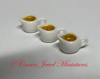 ONE Mini Holiday Gravy Boat Serving Turkey Gravy by IGMA Artisan Robin Brady-Boxwell - Crown Jewel Miniatures