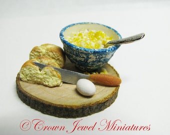 1:12 French Egg Salad Preparation Board by IGMA Artisan Robin Brady-Boxwell