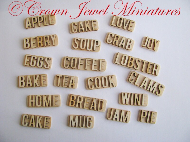 112 Natural Wood Letter Signs For Dollhouse Kitchen Clam Etsy