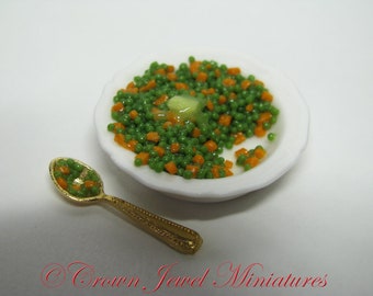 1:12 ULTIMATE Realism Buttered Peas & Carrots by IGMA Artisan Robin Brady-Boxwell - Crown Jewel Miniatures