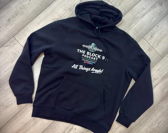 NEW Block 9 Hoodie With Pouch (Black/Navy Blue)