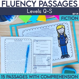 May include: A printable worksheet for fluency practice with a fictional story about a class choosing a hashtag. The worksheet includes a fluency check and a fluency goal section. The worksheet is designed for students in grades Q-S.
