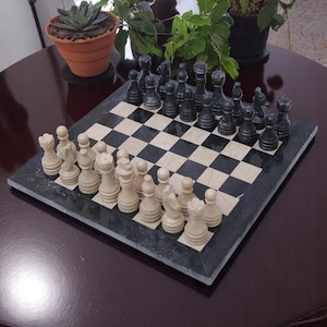 Chess Board Marble | Chess Pieces Set | Unique Gifts | Black & Verona | Christmas Gift | Gift For Husband