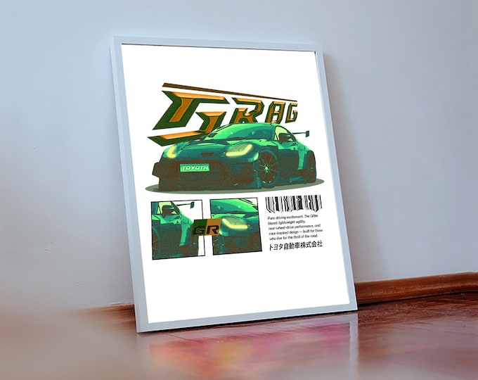 Toyota GR86 Car Wall Satin Poster, JDM Sports Car Decor, Garage Decor, Gift for Car Enthusiasts, Man Cave Decor, Automotive Art Print,