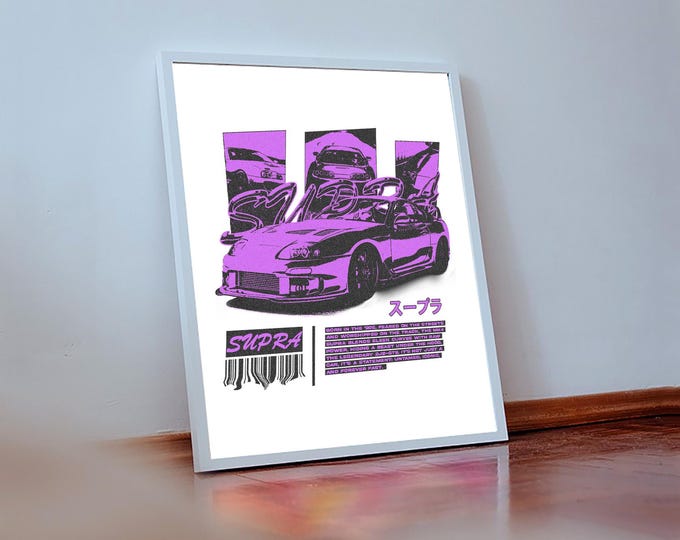 Supra MK4 Satin Poster, JDM Car Enthusiast Wall Art, Satin Paper Artwork, supra mk4 poster, Wall Decor, Gift for Car Lover