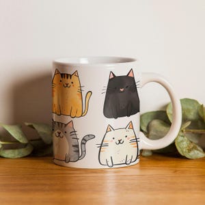 Playful Cat Clan Mug - Adorable Cartoon Cats Coffee Mug, Perfect Gift for Pet Lovers