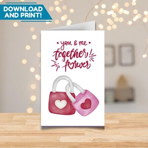 Tarjeta linda Love Lock, tarjeta con carta de amor rosa, el mejor regalo para aniversario, boda, regalo mensual para ella, regalo para esposa, tarjeta de descarga digital