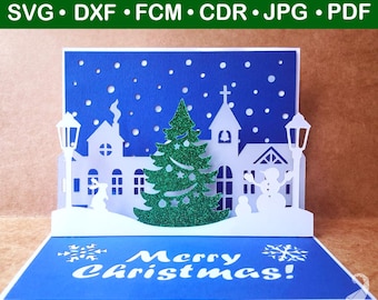 Pop-up Christmas card SVG template for Cricut