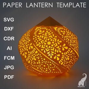 Papierlaterne für Cricut, dxf für Silhouette, fcm für Brother ScanNCut, 3D Karton Laterne mit Mandala Muster Papierschnitt Vorlage