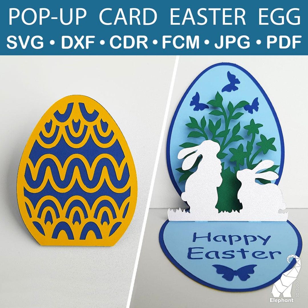 3D Easter Card Easter Egg With Bunny SVG Cutting Files, Pop up Easter ...