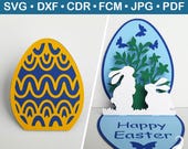 3D Easter card Easter egg with Bunny SVG cutting files, pop up Easter card svg file, pop up Easter egg svg for Cricut