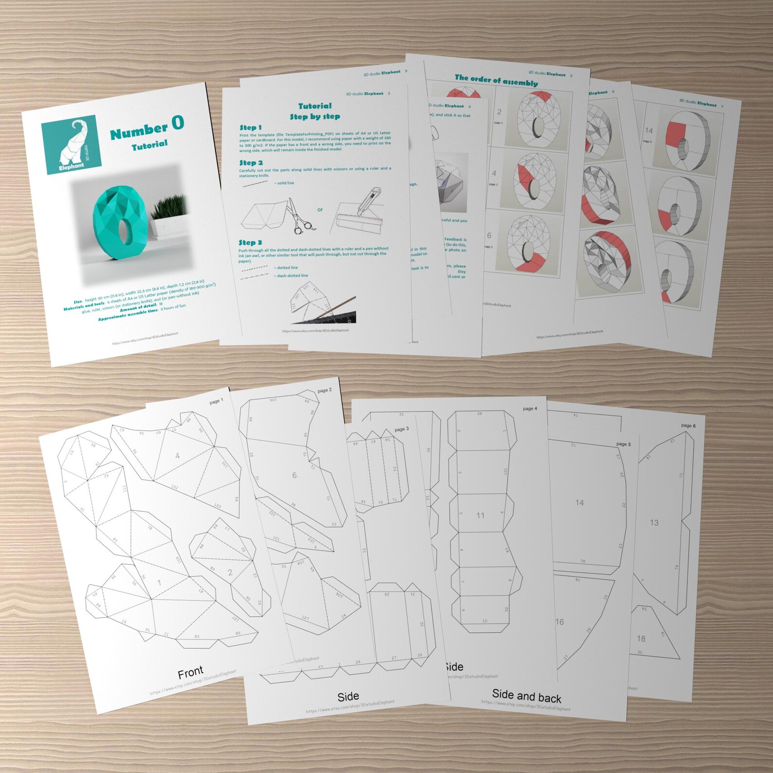 Papercraft Numbers 3D Papercraft Numbers Template, Low Poly Number Template, 3d Paper ...