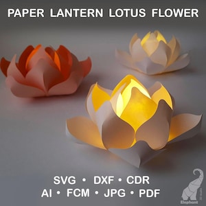 3D-papierlantaarn lotusbloem SVG-bestanden knippen voor Cricut, DXF-snijbestand, 3D-bloem Cricut-ontwerp