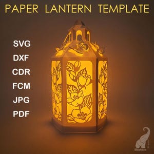 Lantern SVG cut files for Cricut, 3D paper lantern svg template, 3d lantern svg, lantern with a pattern of forged elements
