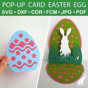 Fichier svg carte de Pâques pour Cricut, carte de Pâques 3D svg, oeuf de Pâques en papier svg