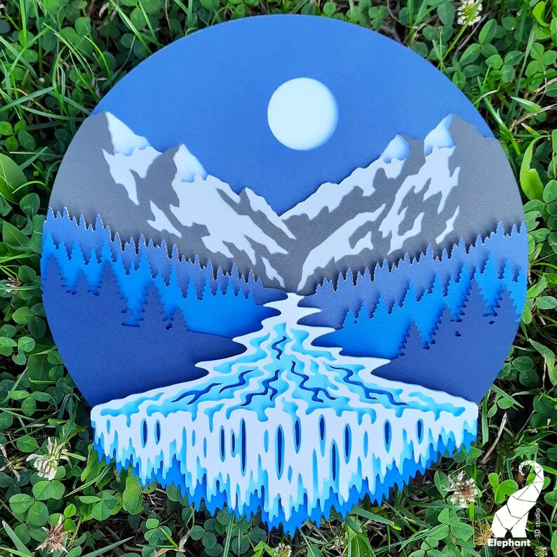 3D Layered Waterfall Svg Cut File, Layered Mountain River Svg, 3d ...
