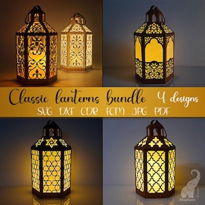 3D Papierlaterne Bundle SVG Schnittdateien für Cricut, Laterne SVG Vorlage, 3D Laterne Schneiddateien, Papierlaterne Set