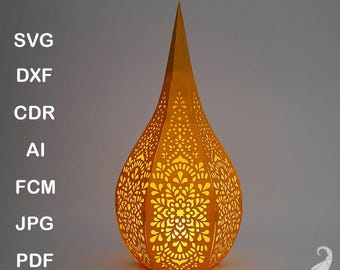 Moroccan lantern cut files, 3D paper lantern svg file, cardstock lamp template, lantern with mandala pattern, intricate cut Cricut project