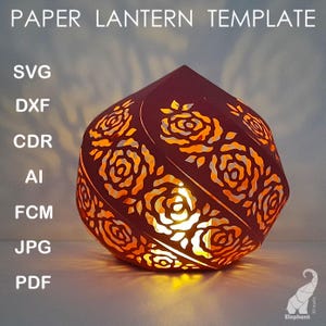 3D-Papierlaterne Schneidedateien, svg für Cricut, dxf für Silhouette, fcm für Brother ScanNCut, karton florale Laterne svg Vorlage