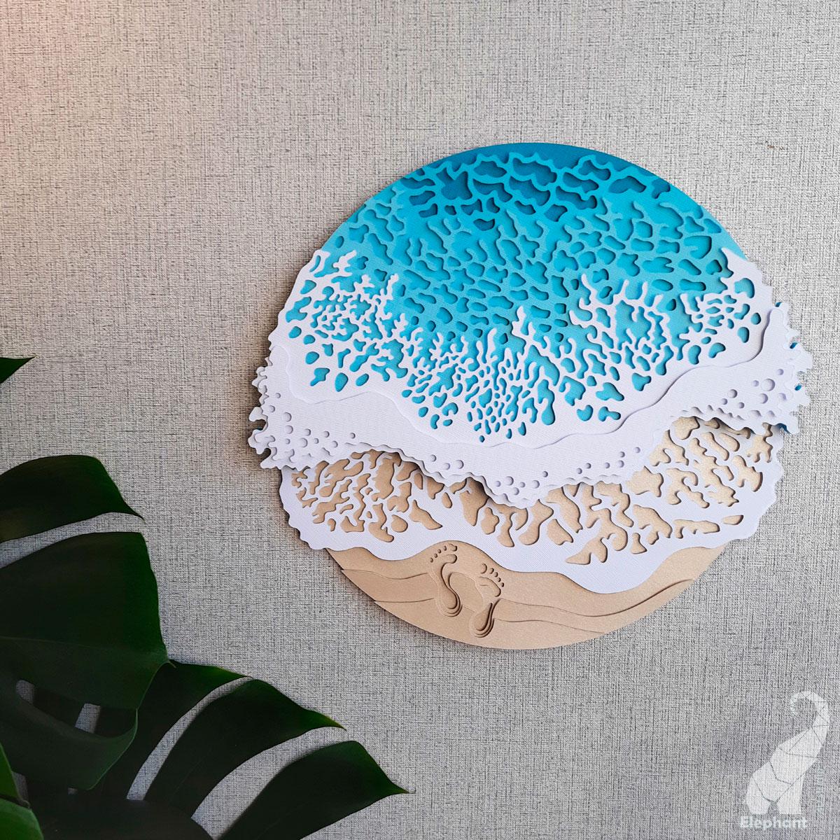 Layered Sea Svg Cut File, 3D Paper Layered Sea Svg, Footprints in the ...