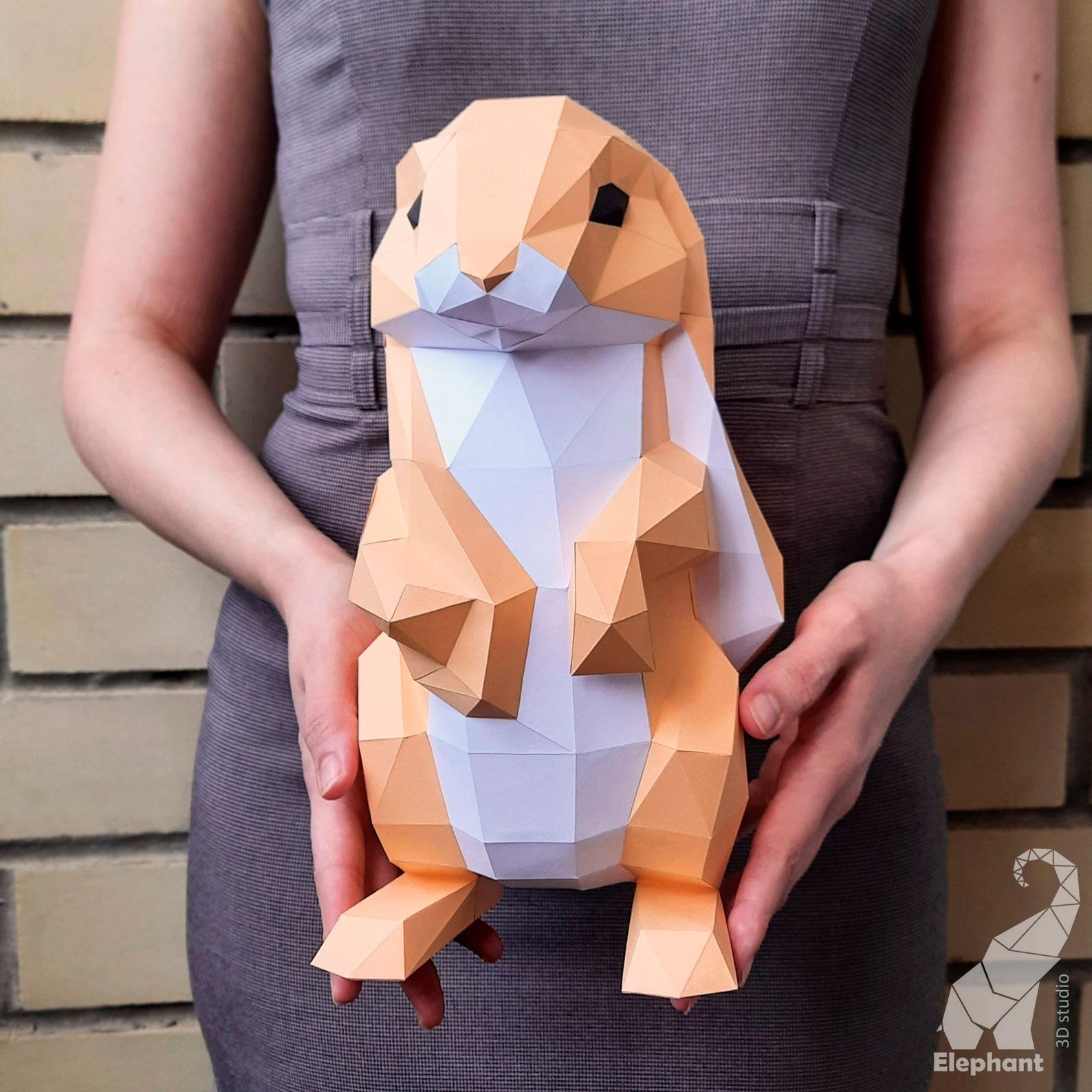 3D Papercraft Rabbit Template, Low Poly Rabbit Template, 3d Paper ...