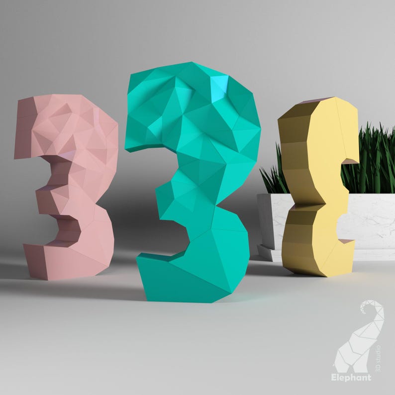 Papercraft Numbers 3D Papercraft Numbers Template, Low Poly Number Template, 3d Paper ...