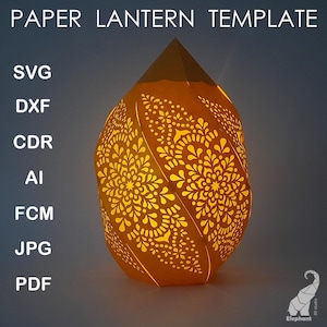 Marokkaanse 3D-papieren lantaarn svg voor Cricut, dxf voor Silhouette, fcm voor Brother ScanNCut, cardstock lantaarn met gesneden mandala-patroon