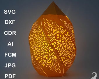 Moroccan 3D paper lantern svg for Cricut, dxf for Silhouette, fcm for Brother ScanNCut, cardstock lantern with mandala pattern cut files