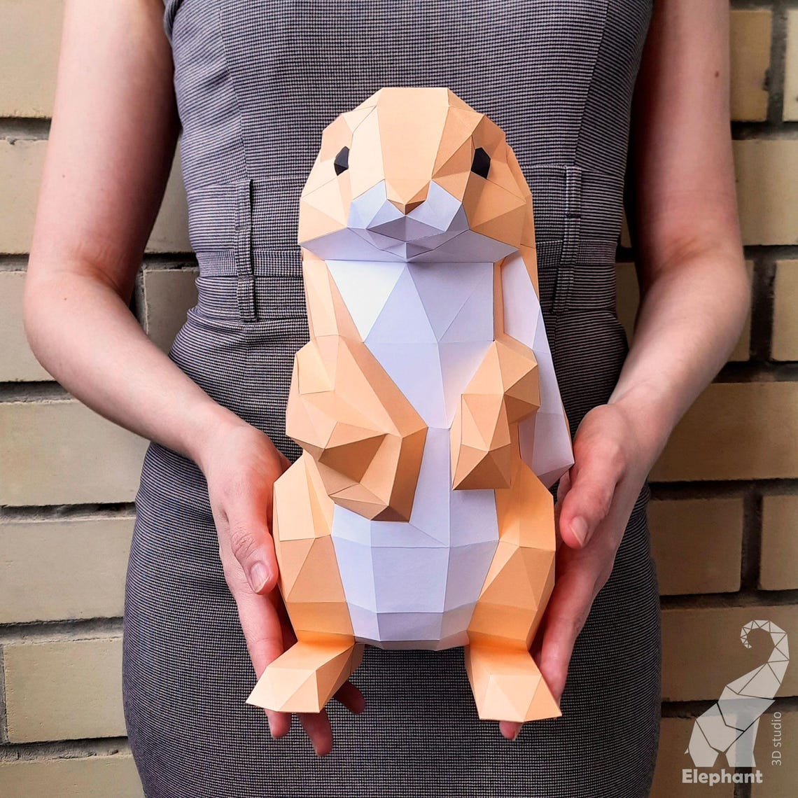 3D Papercraft Rabbit Template, Low Poly Rabbit Template, 3d Paper ...