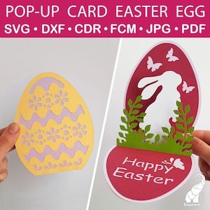 Arquivos de corte svg de ovo de Páscoa de cartão pop-up para Cricut, svg de cartão de Páscoa pop-up, svg de cartão de coelho de Páscoa