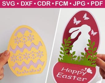 Pop up card Easter Egg svg cut files for Cricut, Pop up Easter card svg, Easter bunny card svg