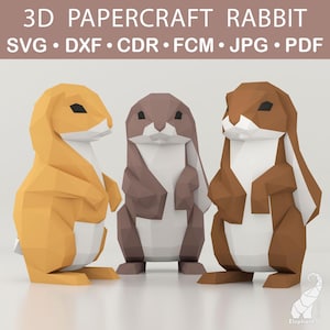 Modelo de coelho de papel 3D, modelo de coelho de baixo polígono, arquivo de corte svg de coelho de papel 3D, modelo de artesanato de papel de coelho 3D, coelho de papel 3D svg