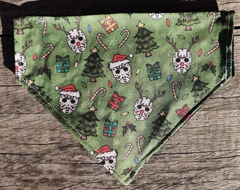 Christmas version Friday the 13th Jason Voorhees horror movie Gothic Halloween over the collar Dog cat Bandana slasher hexmas