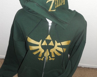 green Legend of Zelda zip up hoodie adult