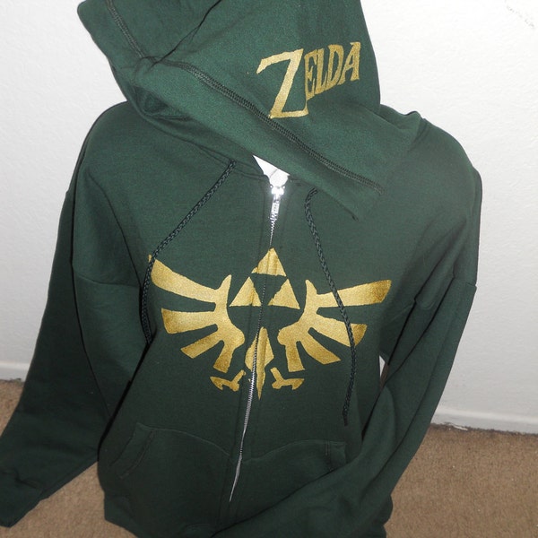 green Legend of Zelda zip up hoodie adult
