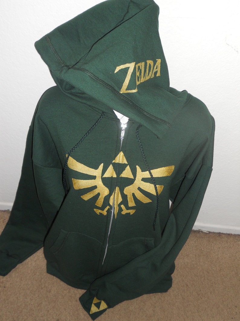 green Legend of Zelda zip up hoodie adult image 1