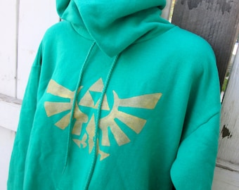 KELLY green Legend of Zelda zip up hoodie adult